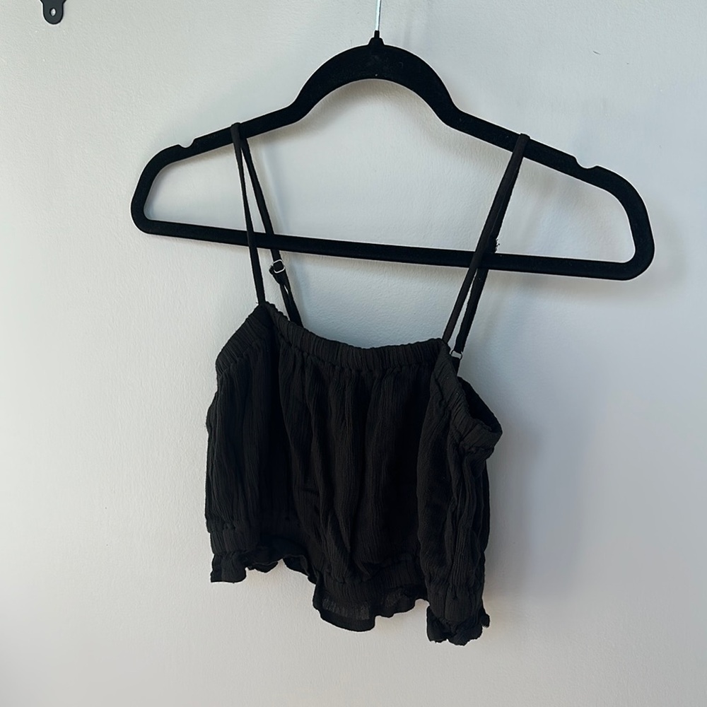 Hollister Black Ruched Crop Camisole (XS)